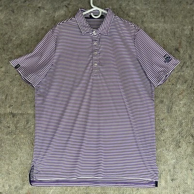 Camisa polo elástica a rayas púrpura y blanca de golf RLX Ralph Lauren para hombre talla XL Foto 1 de 4