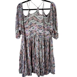 Free People Women's Monarch Mini Dress Rayon Breathable Raw Edges Size Medium - Picture 1 of 17
