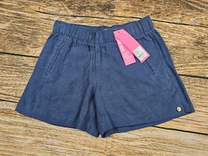 Neu mit Etikett $ 78 Lilly Pulitzer Lilo Leinenshorts XS marineblau maritim Strand Küste 4 Zoll - Bild 1 von 12