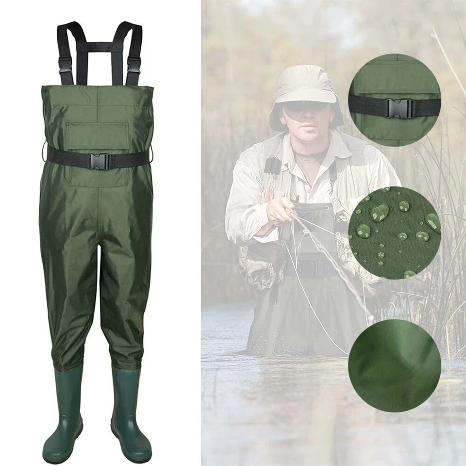 Bootfoot Chest Wader Fishing Hunting Nylon Waterproof for Men Women with Boots - Image 1 of 4