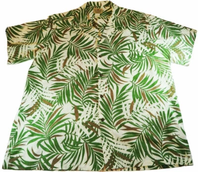 Men's Attitude Clothing Co. White Green Palm Shirt Short Sleeve Hawaiian XXL USA - Image 1 of 4