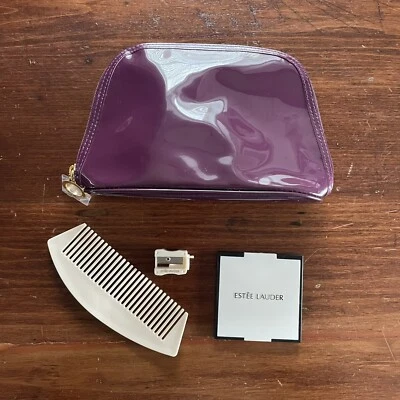 Vintage Estee Lauder Mauve Makeup Cosmetic Bag Travel Set - Image 1 of 4