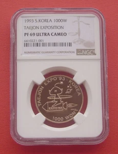 South Korea 1993 Taejon Exposition 1000 Won Copper-nickel Proof Coin NGC PF69UC - Picture 1 of 2