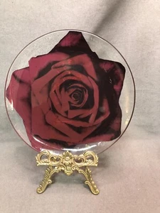 Annieglass Red Rose Plate 8.5” Signed And Numbered - Picture 1 of 7