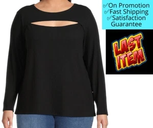 Top tejido acanalado recortado Terra & Sky PLUS para mujer TALLA 2X (20W-22W) NEGRO - Imagen 1 de 17