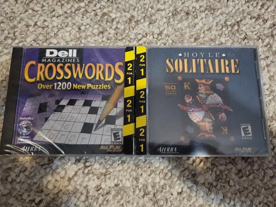 (New/Sealed) Hoyle Solitaire & Dell Magazines Crosswords Bundle (PC/MAC CD) - Image 1 of 1