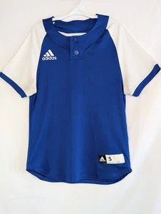 Adidas Youth Climalite Shirt Jersey DK 2.0 Henley Blue And White Size Small - Picture 1 of 5