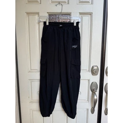 Limited Too Black Cargo Jogger Pants Kids Elastic Waist Pockets Size Medium - Image 1 of 4