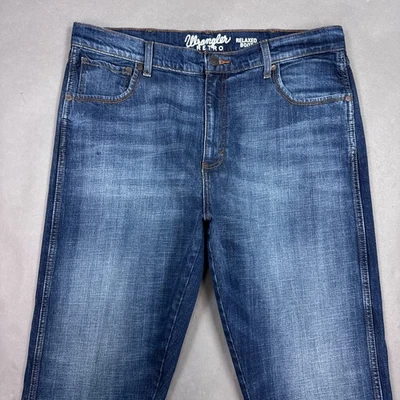 Pantalones de mezclilla Wrangler para hombre 38x36 azules retro corte boot ajustados vaqueros occidentales rancho ropa de trabajo Foto 1 de 4