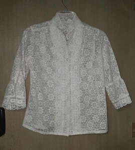 Vintage transparente Spitze Edwardianisch viktorianisch romantisch Shirt Top Gr. L Whimsigoth Y2k - Bild 1 von 9