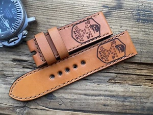 26mm Vintage Oldschool Handmade Leder Uhrenarmband, AMMO Punze, Flottiglia - Bild 1 von 6