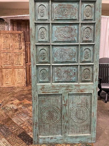 Barn Doors, Rustic Barndoor, Farmhouse Door, Jaipur Blue Distressed Door Cover