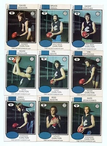 1975 Scanlens FULL Team Set CARLTON 12 Cards - Unmarked CHECKLIST - Picture 1 of 4