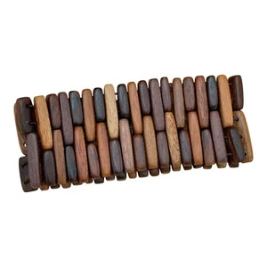Chunky Wooden Stretch Bracelet – Multitone Brown Wood Beads – Boho Tribal Style - Picture 1 of 5