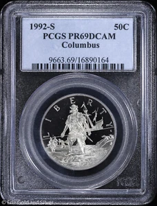 1992-S 50c Proof Columbus Commemorative Half Dollar PCGS PR 69 DCAM - Picture 1 of 4