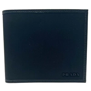Prada schwarze Nylon & Leder Bi-Fold Herren Geldbörse - Bild 1 von 8