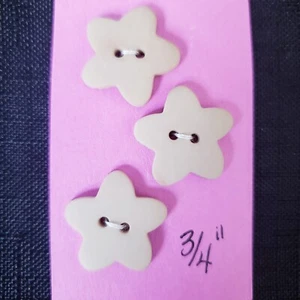 3x Vintage .75"/18mm Sand, Lt. Tan, Lt. Brown Color Flower-Shaped 2-Hole Buttons - Picture 1 of 5
