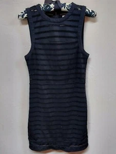Silence+Noise Black Illusion Stripe Sleeveless Bodycon Dress Medium Stretch - Picture 1 of 6