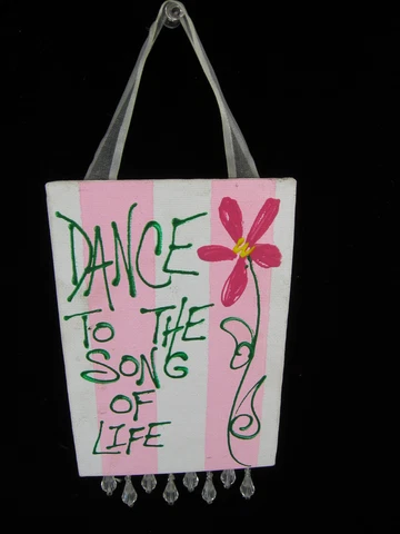 DANCE TO THE SONG OF LIFE hand painted doorknob hanger wall art canvas board EUC Cover