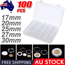 Up to 100PCS Coin Storage Case Capsules Holder Clear Plastic Round 17-30MM OZ