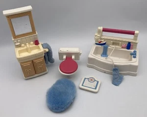 Fisher Price Loving Family casa de muñecas 1999 LOTE BAÑO ROSA TOCADOR BAÑERA INODORO - Imagen 1 de 5