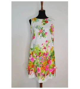True 1960's Vintage Psychedelic Flower Garden Party Dress - Picture 1 of 10