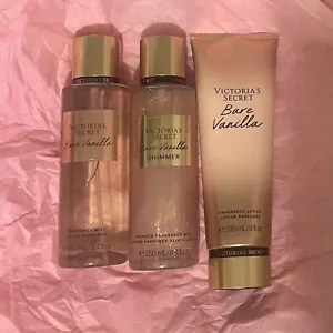 New Victoria's Secret Bare Vanilla Fragrance Body Mist Shimmer Mist Lotion Set - Picture 1 of 1