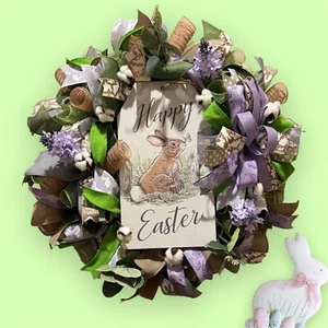 Happy Easter wreath, Easter wreath, Farmhouse Easter wreath,Rustic Easter wreath - Picture 1 of 17