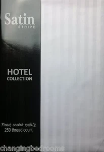 SUPERKING SIZE HOTEL WHITE SATIN STRIPE 250TC EASYCARE DEEP BOX FITTED SHEET - Picture 1 of 2