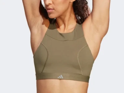 adidas Womens Bra S A-C Green AeroReady Training Fitness HR9656  Sample - Image 1 of 4