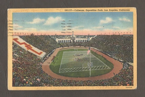 1947 Coliseum Football Stadium, Exposition Park, Los Angeles, CA. Postcard Cover