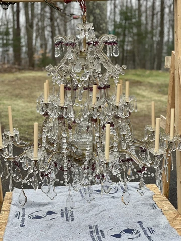 Vintage French Crystal Amethyst Fruit Chandelier  Palatial Monumental 47” Cover