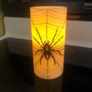 Halloween Flameless Candle Pillar Spider Party Decoration Battery Operated - Picture 1 of 9