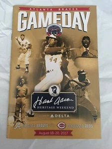 Hank Aaron Atlanta Braves Game Day Program 2017 Heritage Weekend Cincinnati Reds - Picture 1 of 2