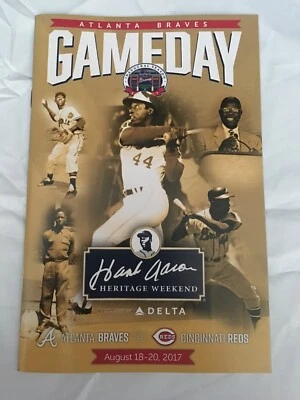 Hank Aaron Atlanta Braves Game Day Program 2017 Heritage Weekend Cincinnati Reds - Image 1 of 2