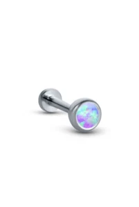 Titanium Labret Style Nose Ring Stud Threadless Push Pin 4mm CZ 16G 18G 20G - Picture 1 of 12