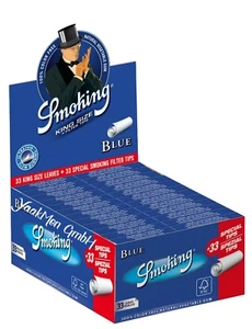 4 Boxen Smoking BLUE King Size Papers KS 96 x 33 Blättchen und 96 x 33 Filter - Picture 1 of 3