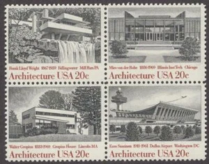 1982 bloque de arquitectura de 4 estampillas de franqueo 20c, Sc# 2019-2022, montado sin montar o nunca montado - Imagen 1 de 1
