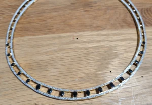 ESTATE STERLING SILVER VERMEIL SAPPHIRE CHOKER NECKLACE 18" 40 GRAMS - Picture 1 of 15