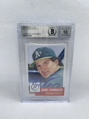 Jose Canseco Signed 2020 Topps Living Set #375 Beckett Grade 10 Auto ROY 3 - Image 1 of 2