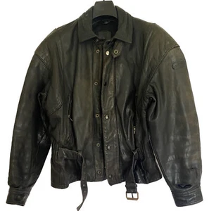 Vintage Mens Hein Gericke Leather Motorcycle Jacket Black UK Size Large Biker - Picture 1 of 21