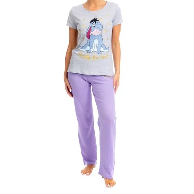 Conjunto de pijamas Eeyore adultos mujeres S M L XL XXL manga corta púrpura Foto 1 de 2