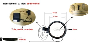 YNNI KAMADO Universal Motorised Rotisserie 23" Kamado TQKJZ23 UK Plug & Battery - Picture 1 of 10