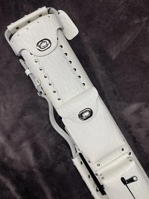 Vincitore Genuine Ostrich Embossed Leather 2 Butt 4 Shaft 2x4 All White - Image 1 of 4