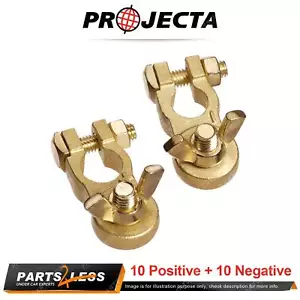 Projecta 3/8" 10mm Brass Battery Terminal Positive + Negative HD Wingnut 2 Boxes - Picture 1 of 2