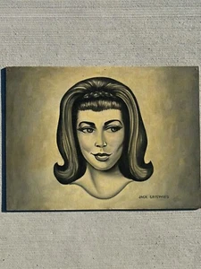 MID CENTURY MODERN PORTRAIT GIRL PRETTY WOMAN FEMALE MODEL 1950'S PAINTING - Picture 1 of 16
