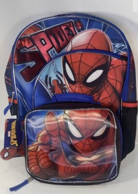 MARVEL SPIDERMAN SCHOOL BACKPACK WITH LUNCH BAG SET 17" BRAND NEW 2021 - Image 1 of 3