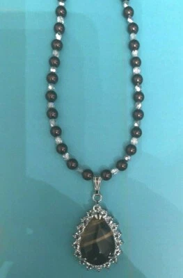 Collar Retro Ojo de Tigre Joyas Lágrima Colgante Bronce Perla Cuentas Foto 1 de 2