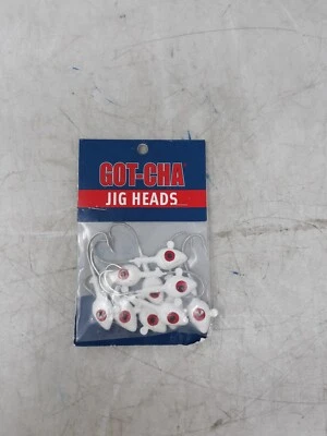 Sea Striker Got-Cha Jig Heads 3/8oz White Red Eye Saltwater Lure 10 Pack