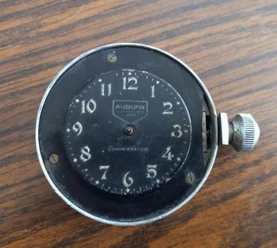 Vintage Auburn Car Co. Rearview Mirror Clock RARE!!! New Haven Clock Co. Auburn - Image 1 of 4